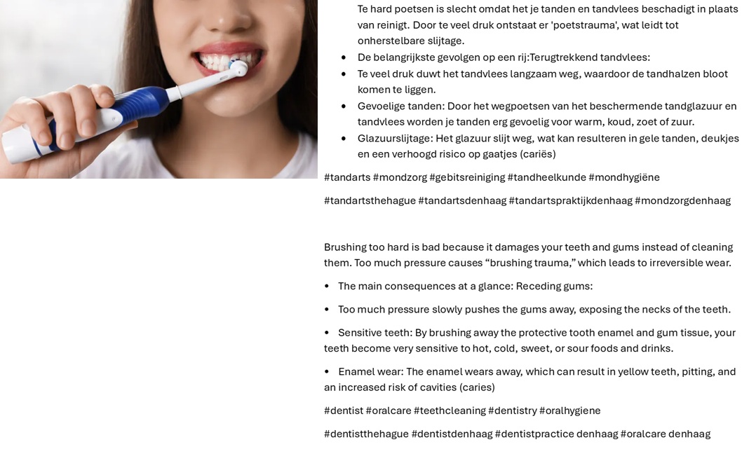 Waarom is te hard poetsen slecht voor het gebit......